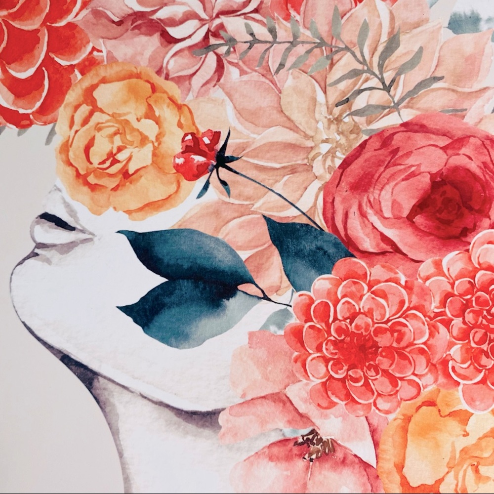 Watercolor Floral Woman Portrait Wall Art Illustration Print Poster Unframed - Picture 14 of 17